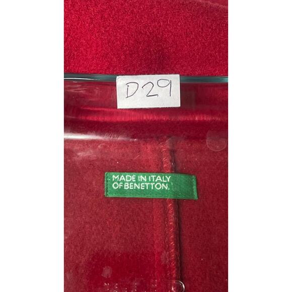 Benetton Wool Duffle Toggle Peacoat Sz S Red Hooded Classic Paddington Bear - Picture 13 of 13